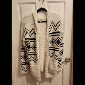 Fuzzy Open Front Cardigan